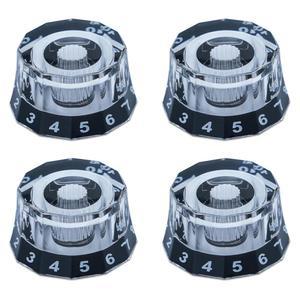 [미국배송] XIY양주안 4PCS 일렉트릭 기타 노브 클리어 블랙 도데카곤 디자인 스피드 컨트롤 볼륨 톤 PRS SG LP 스타일 액세서리(투명-블랙)