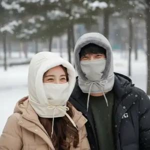 Z90 겨울 방한 후드 워머 패딩 넥워머 바라클라바 보온 마스크 귀마개 올인원 모자