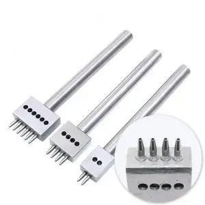 치즐 가죽공예 4mm5mm6mm 간격 가죽 펀치 도구 2/4/6 프롱 홀 펀처 스티칭 Leathercraft 작업 Handmake