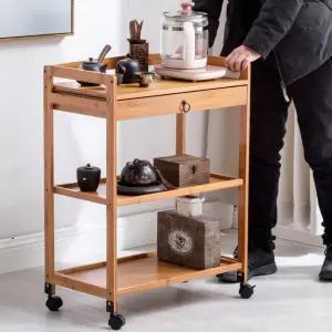 원목 이동식 웨건 트롤리 미용 수납 테이블 우드 빈티지