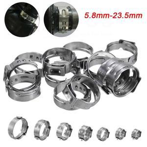 호스 클램프 모음 키트  고정 파이프 클립 304  스테인레스 스틸 싱글 이어  무단 후프 연료 튜브  워터 5.