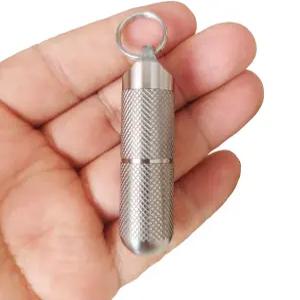 에피차오 2구획 디자인 티타늄 휴대용 열쇠고리 알약 홀더 방수 상자 용기 여행용 미니 정리함