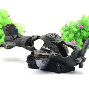 2개 레진 수족관 비행기 난파선 장식물 어항 모형 손상된 물고기 새우 은신처