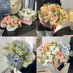 인테리어 장식 졸업식 로즈 꽃다발 조화 바구니 인조 센터피스 장미 부케 플라워 웨딩 추천 인기상품