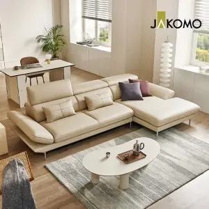 [자코모] 메이트 멀티 4인 카우치형 기능성 슈렁큰 천연면피 소가죽 소파