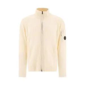 C.P. Company Lambswool GRS Zipped Cardigan Gauze White - C.P. 컴퍼니 램스울 GRS 지퍼 가디