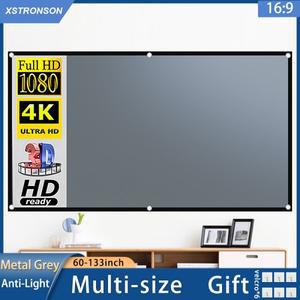 XSTROMSON 프로젝터 스크린 16:9 메탈 안티 라이트 특별  회색 광학 코팅 휴대용 반사 캔버스