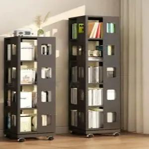 이동식 책꽂이 수납 도서관 선반 철제 간이 책상밑 책장 트롤리 틈새 카트 회전