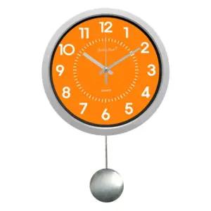 GB4200 무소음 컬러플 실버 메탈 추 벽시계 제조한국국산 인테리어 집들이 개업 선물 무시계 원형