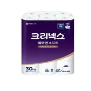 유한킴벌리 45178 데코소프트 화장지 무향 3겹 30mx24롤 24 가정용휴지 휴지