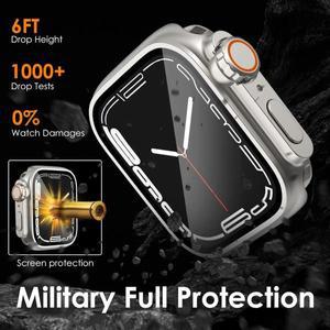 워치 시리즈 9 8 7 45mm 41mm용 글래스+케이스, 아이워치 4 5 6 SE 울트라 스크린 보호 범퍼로 교체