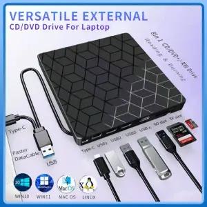 CD롬 플레이어 7 in 1 USB30 C CD DVD 레코더 외장 버너 드 휴대용 리더 노트북 데스크탑 노트북용