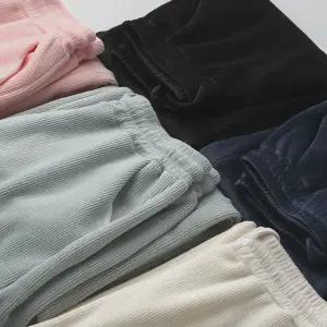 여성용 기모 바지 루즈핏 와이드 통바지 여성용 코듀로이 바지 골덴 남녀공용 남성용 웨어 잠옷 겨울