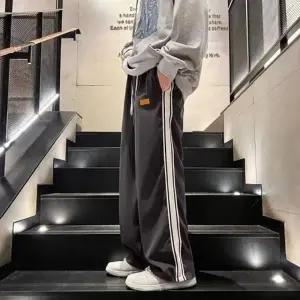 와이드핏 약기모 밴딩바지 방한팬츠 옆줄 수면 여자슬랙스 조거팬츠 바지 남여공용 통넓은 겨울체육복