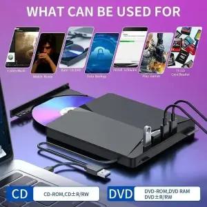 CD롬 플레이어 7-in-1 USB 30 Type-C 외장 DVD RW CD 레코더 드 트레이 버너 노트북 PC 데스크탑 iMac용