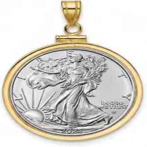 14000 골드로 채워진 베젤 1온스 아메리칸 실버 이글 달러 코인 (베젤 전용 가격)