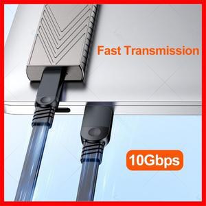 플랫 3A 60W 고속 충전 케이블 타입 C to 10Gbps USB A 데이터 USB3.2 3 2 외장 하드 디스크 폰 노트북용