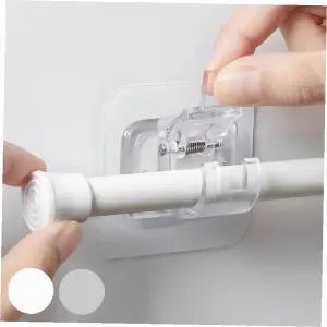 무타공 부착식 커튼봉 압축봉 브라켓 봉걸이 홀더 투명 스프링 조절 간편설치 창문용 필수템