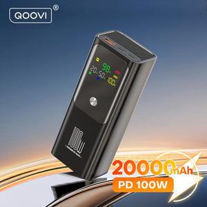 QOOVI PD 100W 보조베터리 20000mAh 외부 배터리 용량 노트북 iPhone Samsung 용 고속 충전 휴대용