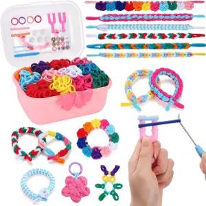 6-12세 여아를 위한 Extpro 팔찌 제작 키트 1200+ 컬러풀한 탄성 직조 루프 DIY 공예 장난감 선물 (직조