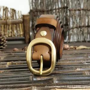 여성벨트 2.8cm 빈티지 주름 트렌디 브론즈 버클 소가죽 코디 청바지 벨트 심쿵해외구매