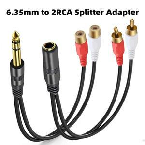0.3M TRS 1/4인치(6.35mm) 잭 - 2RCA Y 스플리터 스테레오 오디오 케이블  듀얼 6.5mm 어댑터 코드 (앰프