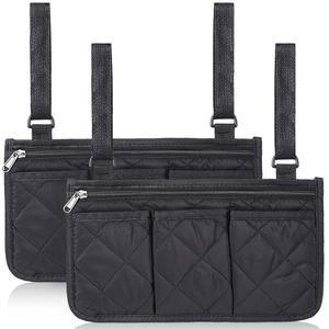 노버라이프 2팩 길이가 긴 휠체어 사이드 정리 가방, 워커용 탈착식 밴드 팔걸이 보관 파우치, 롤레이터 가방 파우치 전동 휠체어용 포켓