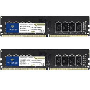 타임텍 32GB KIT(2x16GB) DDR4 2133MHz PC4-17000 비-ECC 언버퍼링 1.2V CL15 2Rx8 듀얼 랭크 288 핀 UDIMM 데스크톱 PC 컴퓨터 메모리 RAM 모듈 업그레이드(32GB KIT(2x16GB))