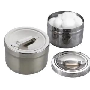 스텐 원형 보관통 소형 위생 밀폐 알콜솜통 면봉 거즈 코튼 패드 병원 네일샵 소독통 솜통