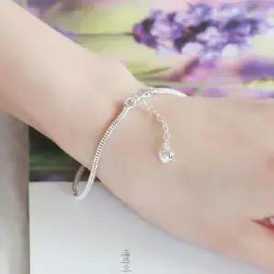 92.5 Silver 하트 스네이크 뱀줄 실버 체인 팔찌 W7010BB