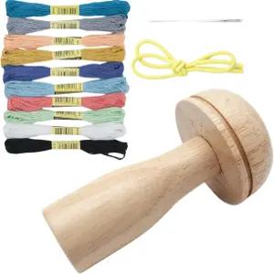 양말 수선용 실 포함 버섯 모양 수선 도구 키트 사랑스러운 나무 양말용 옷의 구멍을 꿰매는 DIY