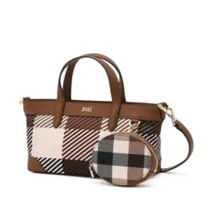 닥스 액세서리 여성 25SS 브라운 체크 가죽 토트백 WCBA5E832W2