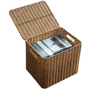 바구니 사각 라탄 덮개형 팬트리 수건 수납바구니덮개형 수건보관함 미니 타월보관함 소품