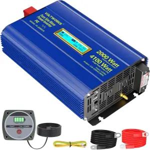 파워 인버터 2000와트 퓨어 사인파 12V ~ 110V 120V AC 4100W 서지 피크 전력 2초 내장 UL 퓨즈 PD36W
