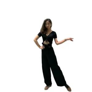 하이웨스트 여자 라틴 라인댄스 볼룸 와이드 통바지 댄스 팬츠 바지