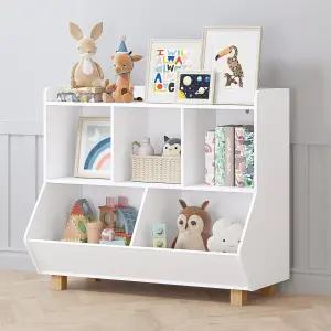 UTEX 장난감 보관 정리함 책장 및 다리가 있는 보관함 5 큐브 방용 거실 보육실 화이트