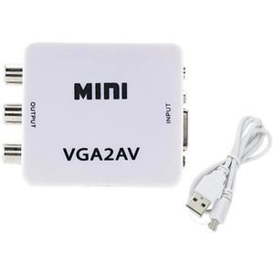 미니 소형 VGA TO AV 변환기 VGA2AV 3.5mm 오디오 RCA-VGA 비디오 PC-TV HD 컴퓨터 용