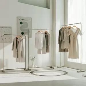 SUS 스테인레스 파이프 행거 수납 드레스룸 의류매장 이동식 행거