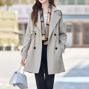 여성 트렌치 코트 더블버튼 루즈핏 클래식 봄가을 데일리 외출용 T