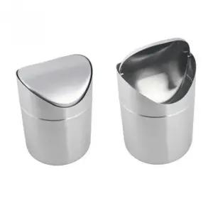 미니 스테인레스 쓰레기통 원형 휴지통 세면대용 수납함 (WFKGZ0Q)
