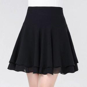 라인댄스복 라인댄스바지 하의 핫팬츠 43CM 레드 쉬폰 공연복 이중 치마