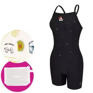 아레나 여성 수영복 컬리팜 3부 반신 드롭백 탄탄이 A6SL1CE03 BLK 가방 수모행거