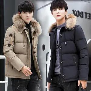 [룽스]아우터 정장패딩 모던느낌 베이직컬러 퍼후드 패딩