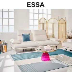 클로에 3인 스윙기능 리브 패브릭 소파+스툴