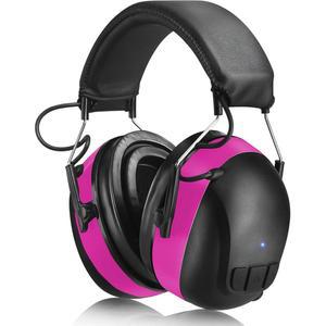 칼렌스 젤 이어 패드 블루투스 5.4 청력 보호 헤드폰, 30dB 노이즈 캔슬링 1200mAh 충전식 안전 이어머프, 잔디 깎기용 프로텍션, 핑크