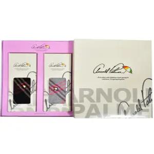 아놀드파마 컬러 배색 사선 패턴 숙녀 장목 양말 2족 세트