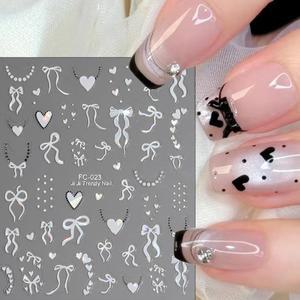 1장 새해 달콤한 리본 사랑 3D 네일 스티커 풀 도팅 하트 셀프 접착 데칼 발렌타인 용품