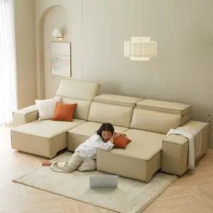 보루네오 엘리브 네어 천연가죽 리클라이너 무빙 4인용 소파 wt008