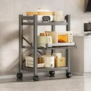 슬라이딩 선반 주방 5단 접이식 60cm 철제 3단 밥솥 레일 틈새장 03단 이동식 4