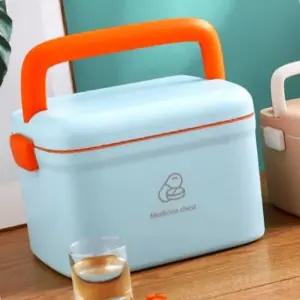 메디컬박스 다용도 2단 구급함 대형 라이트블루약상자 휴대용 가정용 약보관함